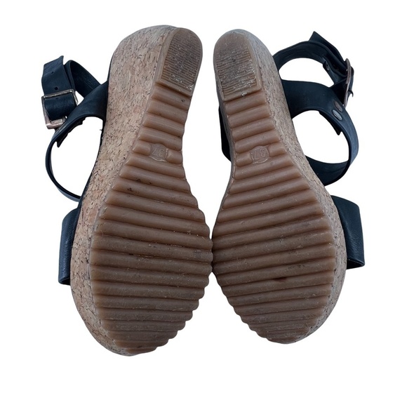 Via Modany Black Cork Platform Wedge Ankle Strap Sandals Size 37 Women’s - Picture 7 of 7